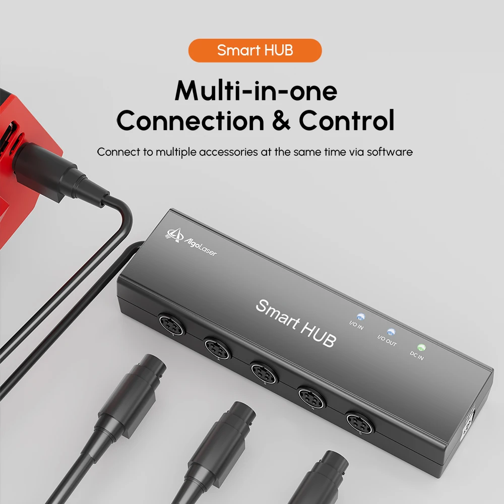 AlgoLaser Smart HUB Multi‑Port Expansion Hub DIN‑422 Interface Plug & Play for Alpha Delta DIY KIT Laser Engraver Machine Connect Air Pump Enclosure Smart Accessories