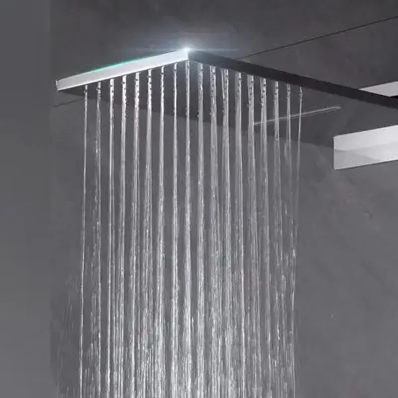 Hot Cold Chrome Modern Bathroom Shower Set Wall Mounted Rose Gold Featuring Metered Faucets Multiple Spray Rain Apartment