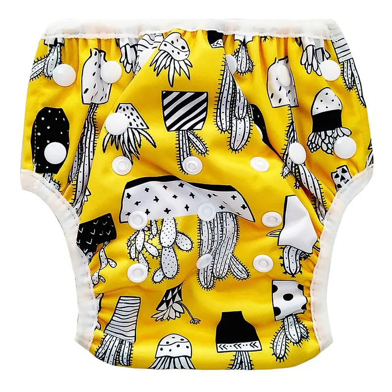 Baby Swim Trunks Unisex Cute Cartoon Print Leakproof Swimming Diapers Cotton Soft Breathable Kids Swimwear Short Training Pants