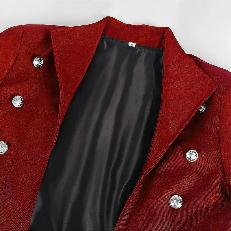 Mittelalterliches Piratenkostüm für Herren, Steampunk-Trenchcoat, Gothic-Smokingjacke, viktorianischer Karnevalsparty-Cosplay-Mantel – Detail 19