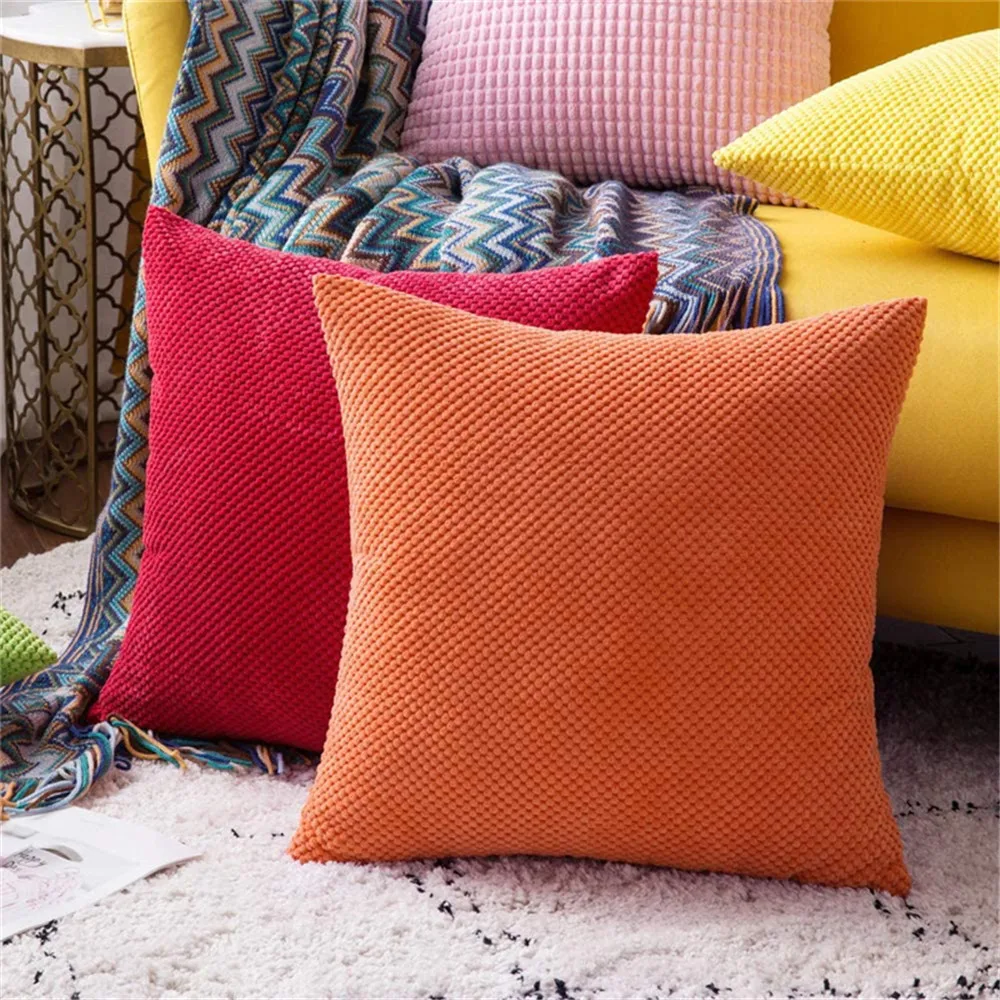 

Corduroy Pillowcase Granular Pattern Pillow Covers 45x45cm Multiple Color Minimalist Comfortable Cushion Covers For Home Decor