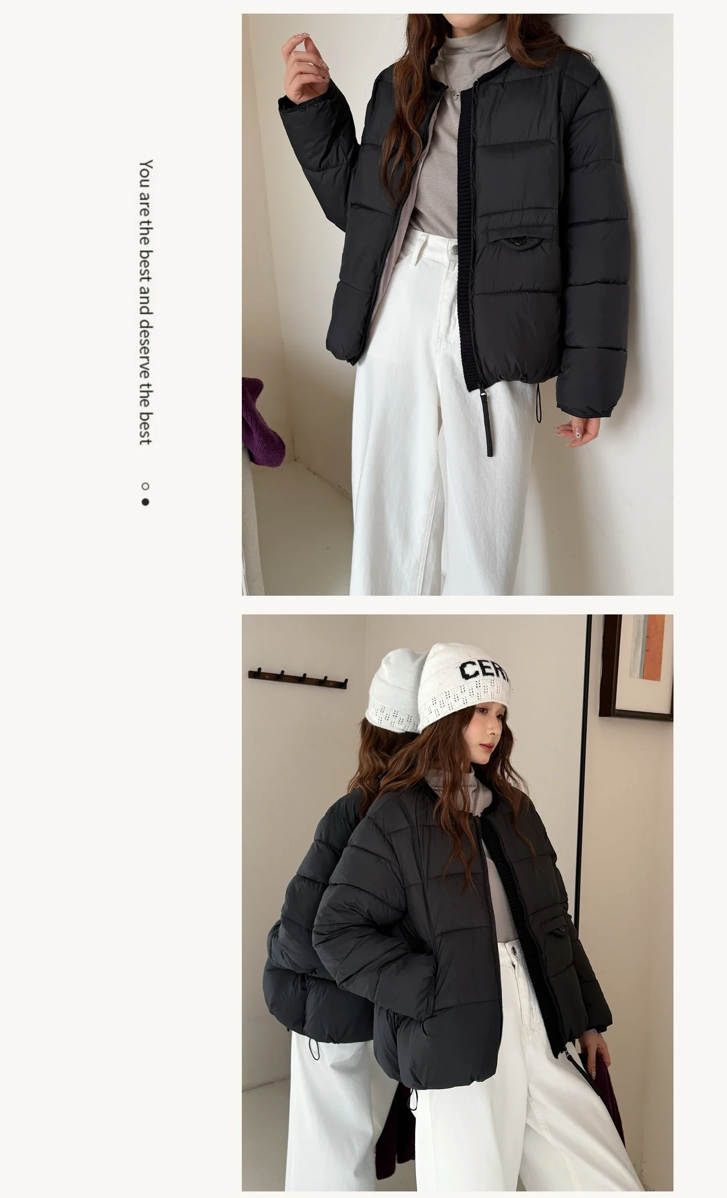 2026 Winter Women's Jacket Korean Patchwork Zipper Stylish Parkas Minimalist Versatile Coat Warm O-Neck Cotton Padded Outerwear