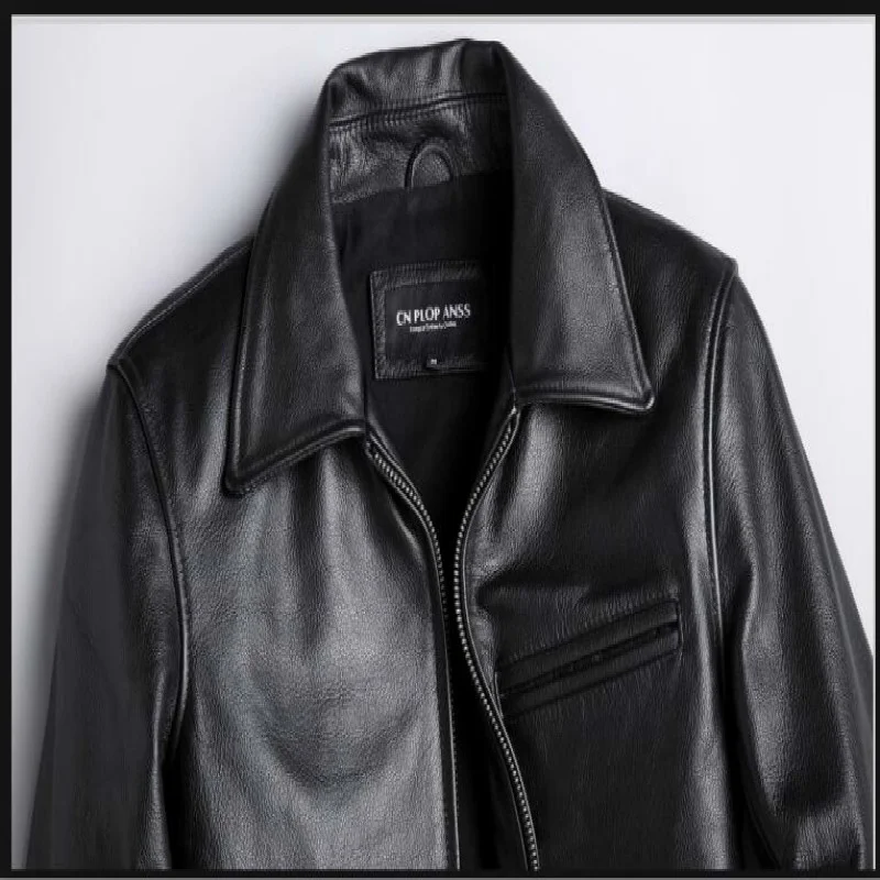 Men Genuine Leather Winter Clothing Nature Cow Leather Jacket Mens Motorcycle Black Casual Leather Jackets Male Short Outerwear