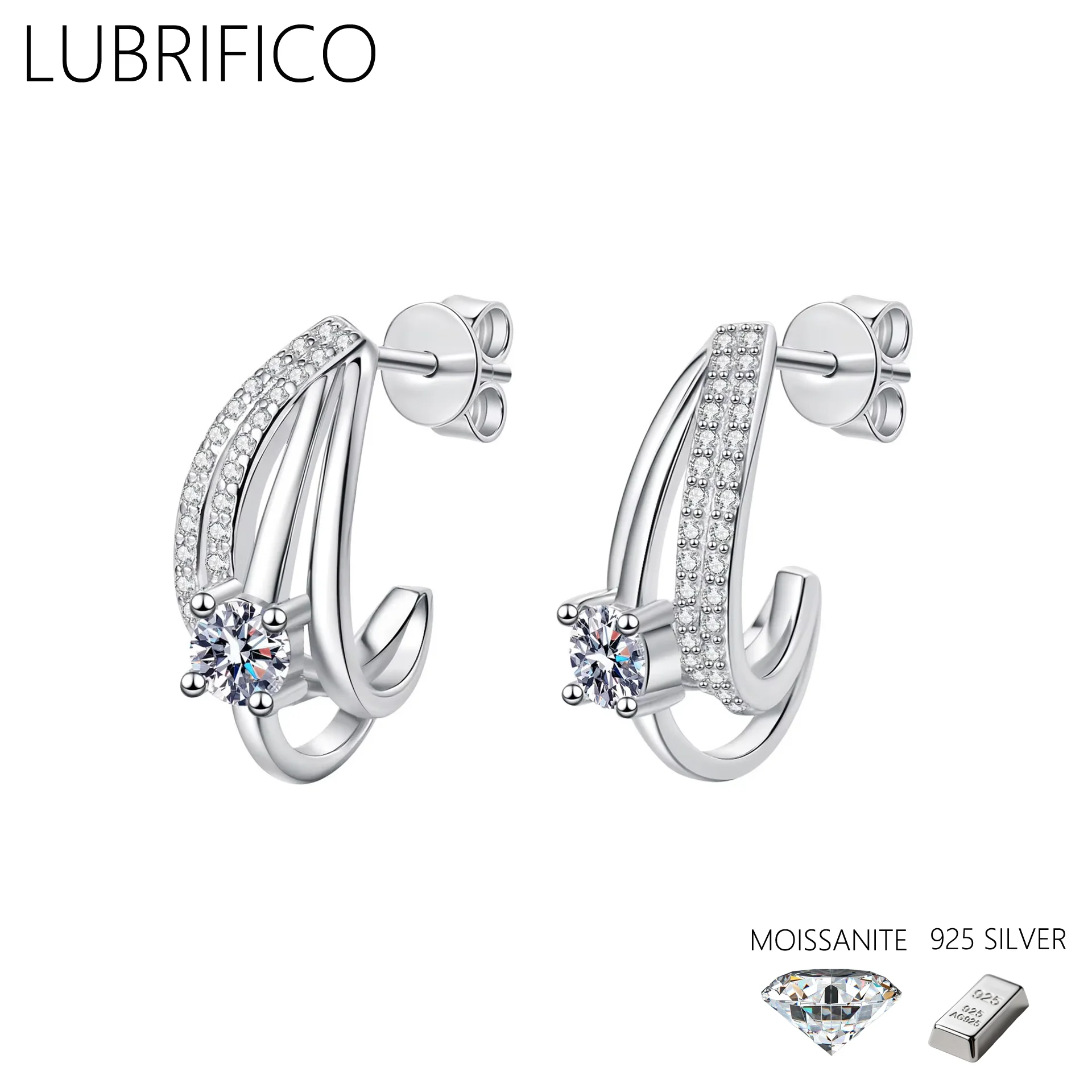 

4mm Moissanite Double-deck Studs Earrings 100% 925 Sterling Silver Lab Diamond Earring For Women Fine Jewelry Wedding Party