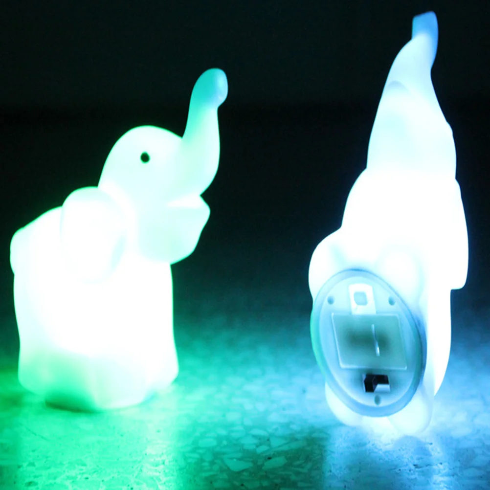 

4Pcs Elephant Night Light Color Changing LED Operated Desk Lamp Bedroom Home Decor Romantic Ambiance Night Light