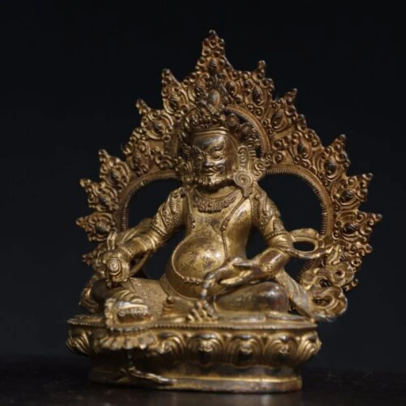 

6.7" China old Tibet Tibetan Buddhism temple Bronze gilt Yellow Jambhala statue