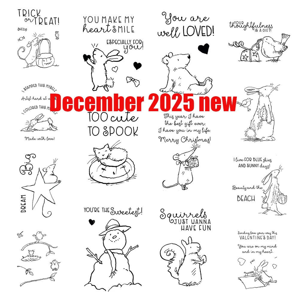 

Rabbit, Mouse, Snowman Transparent Stamps for DIY Handmade Decoration Scrapbooking Photo Album Diary Calendar December 2025 New