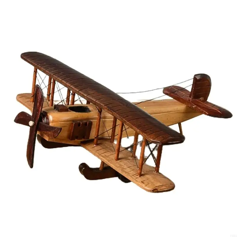Collectible Handmade Aircraft Decor Vintage Desktop Retro Air Plane Scale Model Creative Tabletop Ornament Decorations 