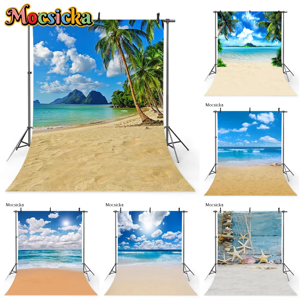

Mocsicka Summer Seaside Backdrop For Photography Ocean Beach Party Decorations Newborn Baby Portrait Background Studio Photocall