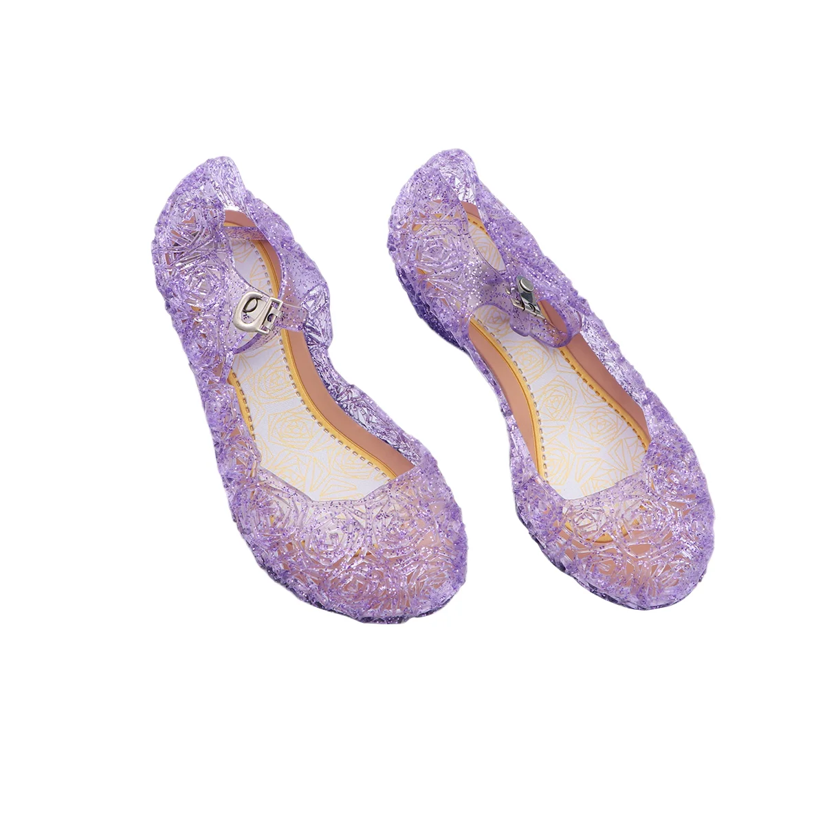 

1 Pair Beautiful Sandals Jelly Color Plastic Sandals Little Girls Shoes for Chirldren Size 25 Purple