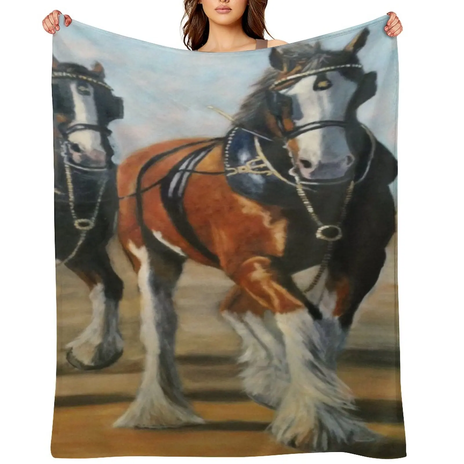 

clydesdale heavy horse. Throw Blanket Flannel Sofa Single christmas decoration Blankets