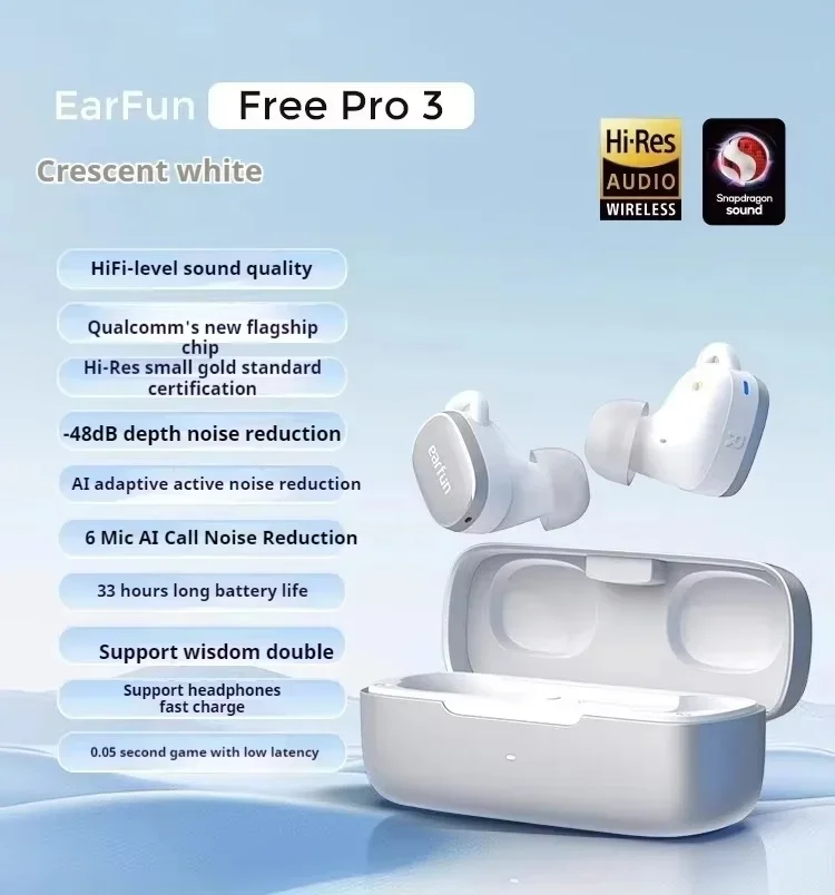 Earfun Free Pro 3 Hybrid ANC Wireless Earbuds In Ear Long Battery
