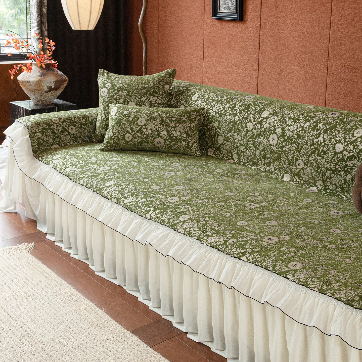 New Chenille Fabric Lace Sofa Cover Non-Slip Covers For Armchairs Wear Resistant French Retro Style Living Room Home Decorative