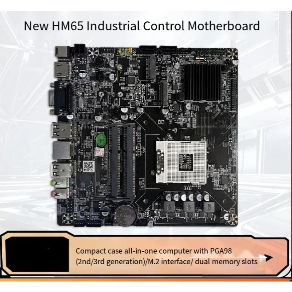 HM65 ITX Industrial Motherboard, PGA988 Socket for 2nd/3rd Gen CPU, Dual DDR3 Slots Mini Mainboard for All-in-One PC
