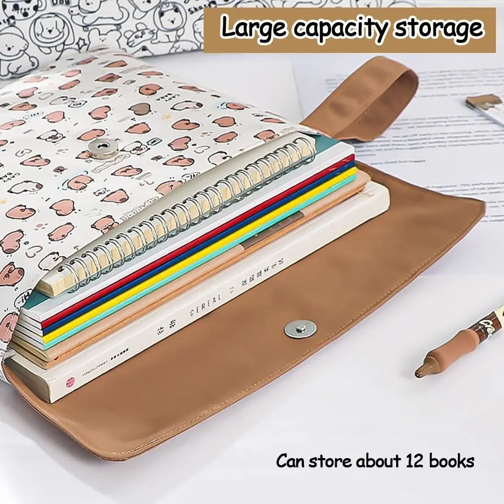 A4 Document Bag Creative Cartoon Print Large Capacity File Folder Zipper Stationery Storage Bag File Bag