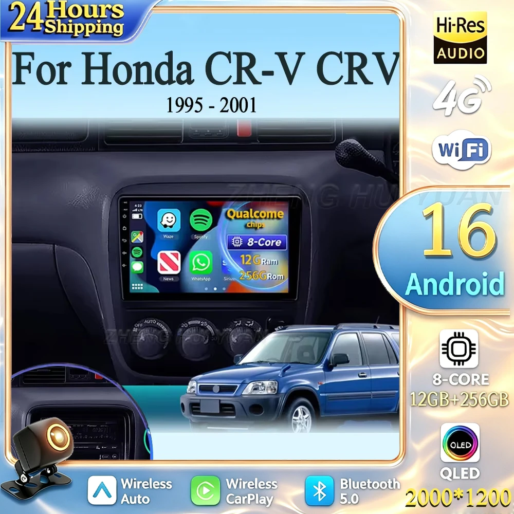 For Honda CR-V CRV 1995 - 2001 Android 16 Car Radio Multimedia Player Android Auto Carplay Head Unit Navigation GPS WIFI RDS 4G