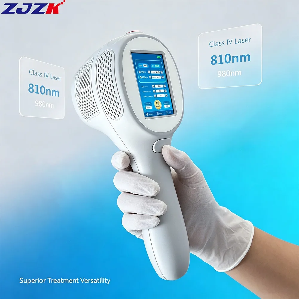 ZJZK Class 4 Laser Therapy Machine 12W 810nm 980nm Handheld Physiotherapy Device For Human Pain Relief Veterinary Wound Recovery