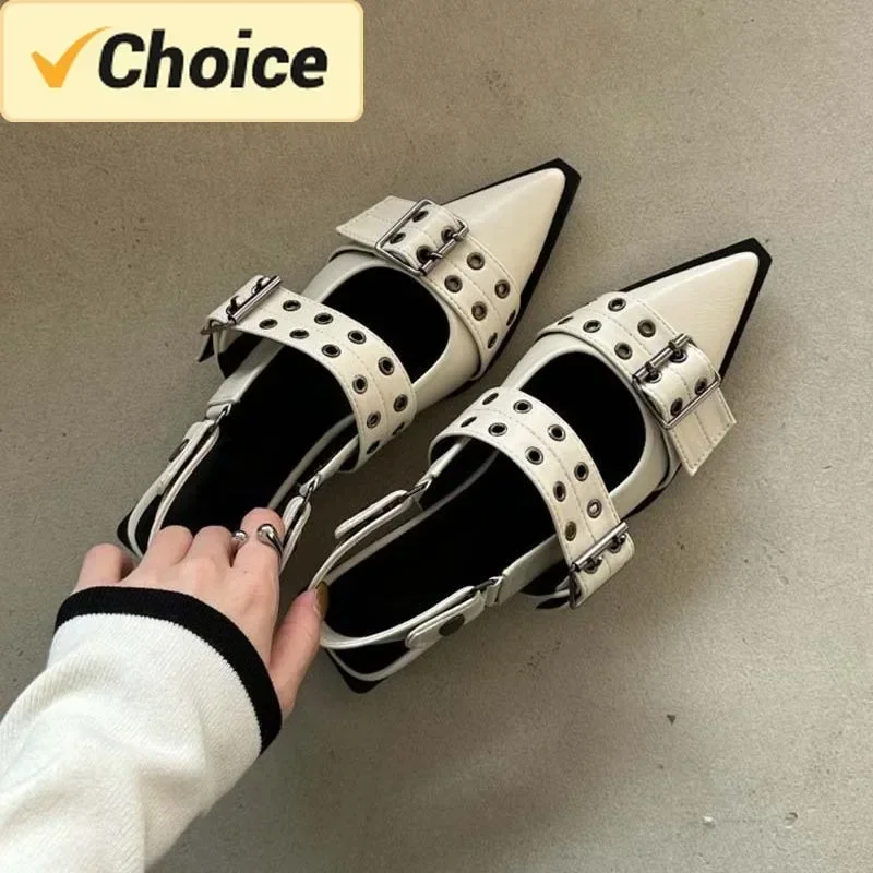 Vrouwen Plat Met Schoenen Designer Luxe Gesp Mode Dames Flats Schoenen Slingback Puntneus Casual Dames Sandalen Muiltjes