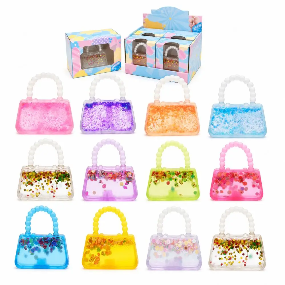 New Transparent Jelly Purse Fidget Bead Handle Soft Stretchable Sensory Fidget Purse Shape Glitter Filling Prize Box