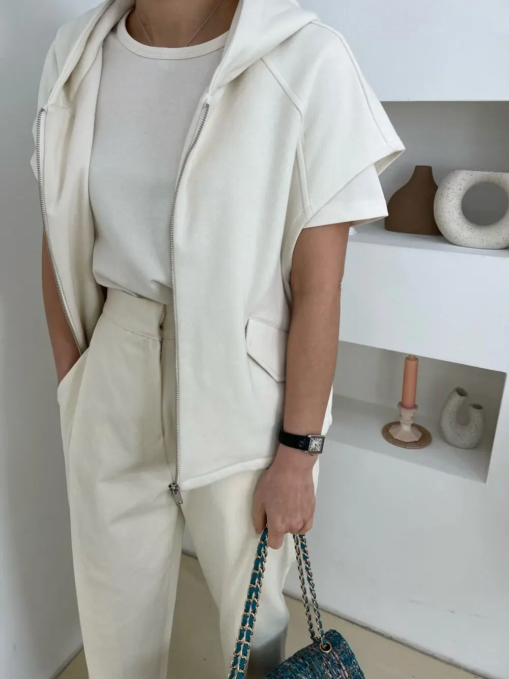 Gilet in felpa con cappuccio casual chic da donna Double ket Versatile design autunnale con cerniera Sle Faionable Streetwear