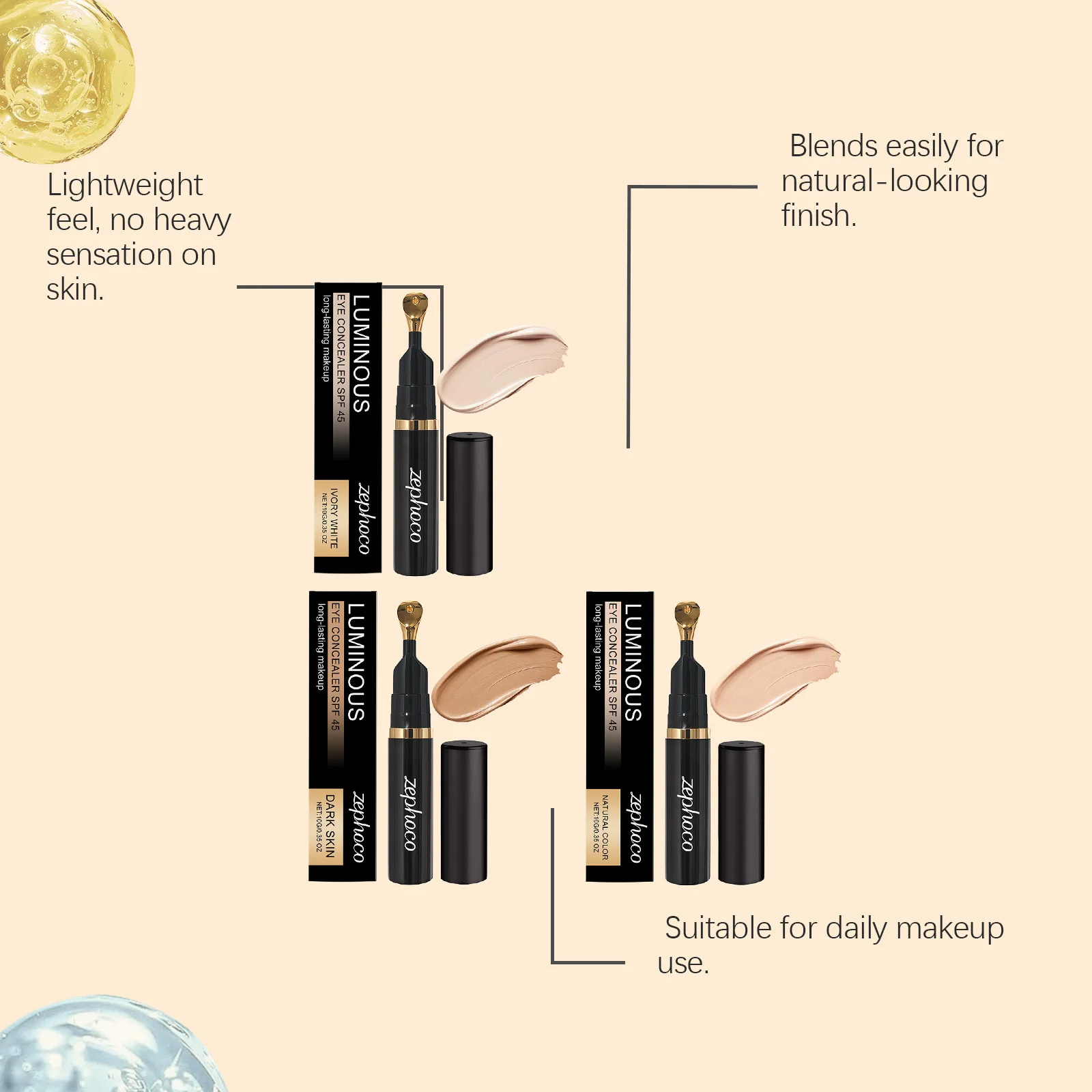 Correcteur éclaircissant pour les yeux, couverture correctrice des cernes, taches foncées, régule le teint de la peau, imperméable, Anti-transpiration, maquillage de beauté