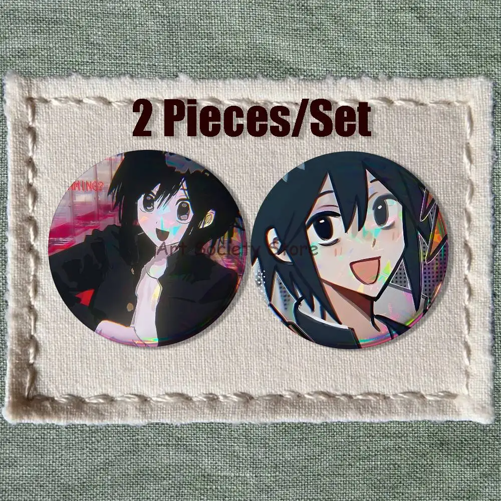 Satoru Tsukada R-Randal Brooches for Backpack Accessories 25,32,44,58,75mm Round Enamel Pins 2-piece set Cartoon Anime Badge