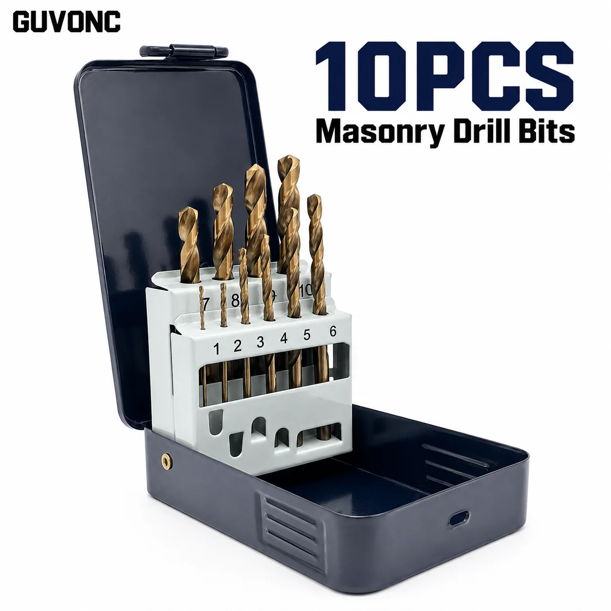 10Pcs HSS Twist Drill Bit Set 1-10mm Split Point Drill Bits with Metal Case for Metal Wood Plastic DIY Drilling Tools