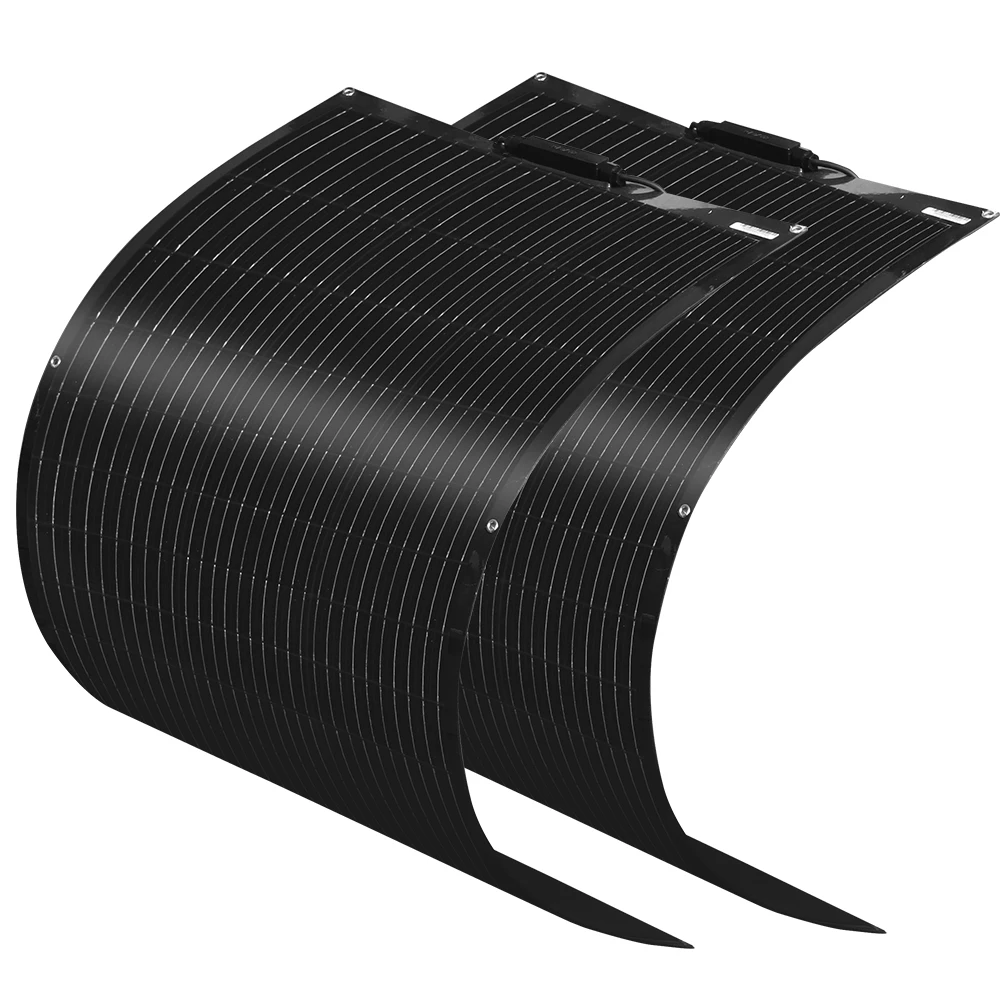 Solar Panel kit 200 واط 12 فولت لوحة طاقة شمسية مرنة 2x100 واط خلية أحادية البلورية 24 فولت مرنة ل البحرية RV مقطورة قارب المقصورة فان شحن بطارية السيارة