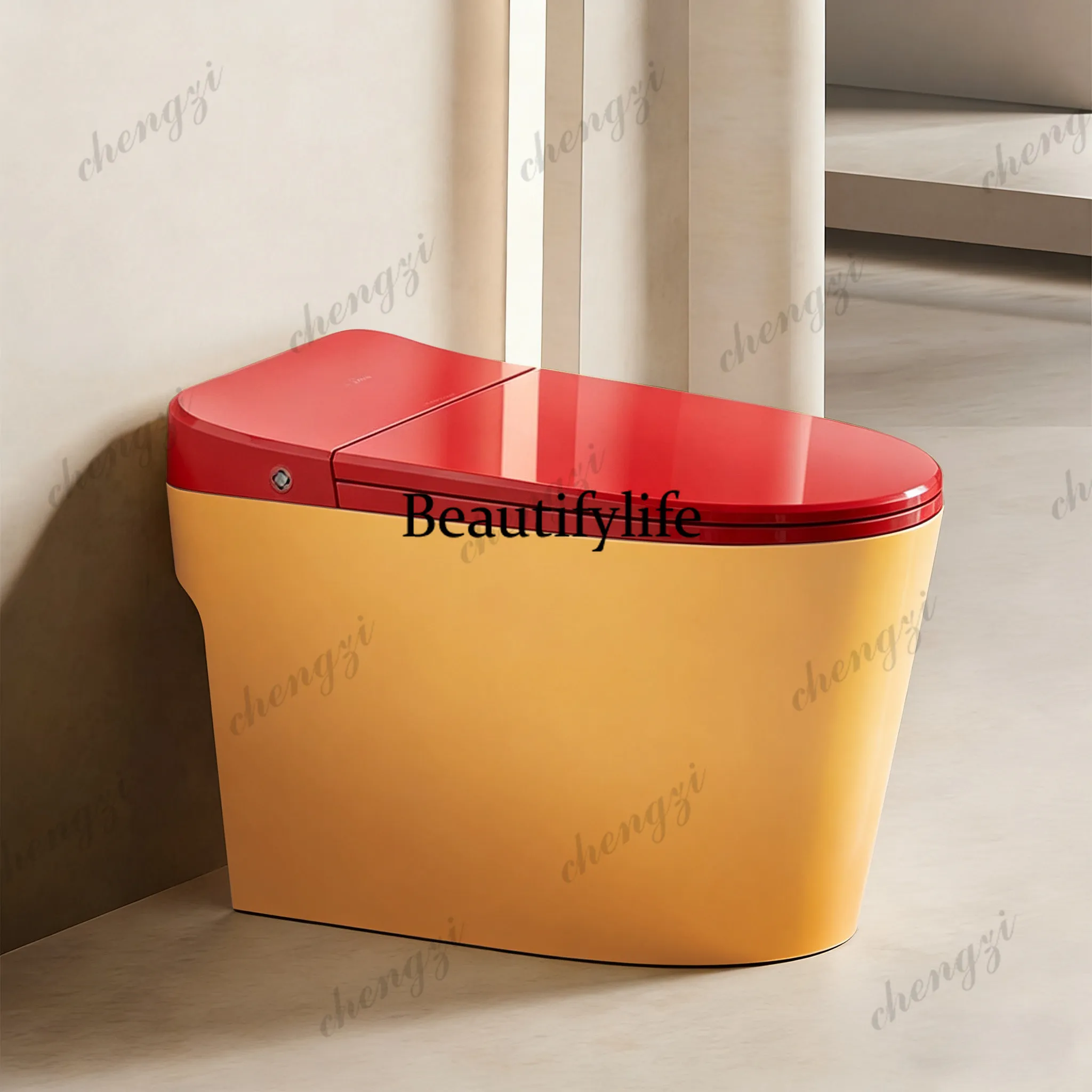 Color yellow and red, ordinary toilet household no water pressure limit Kirin flush toilet