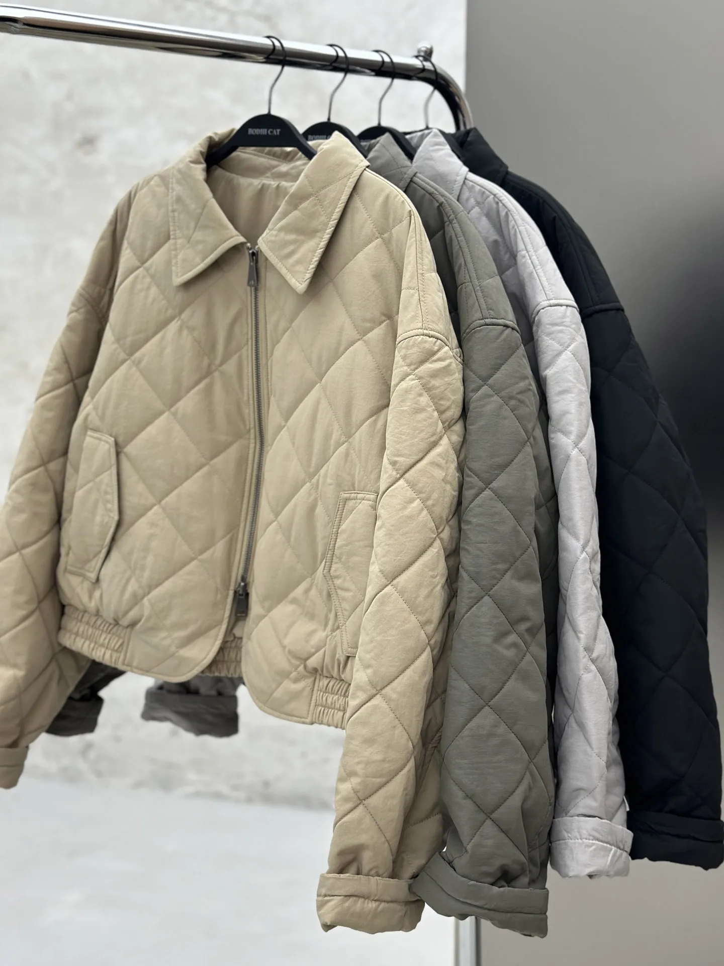 

New Snowy Cotton Loose Outerwear Warm Cotton Clothes Lightweight Warmth Series Simple Version Elastic Bot Pure Color Women