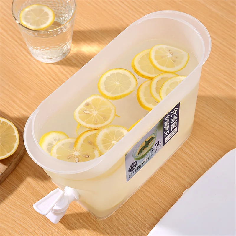 Jarra de agua fría de 3,5 l, hervidor frío de gran capacidad con grifo, dispensador de zumo de bebidas heladas, accesorios de refrigerador de cocina