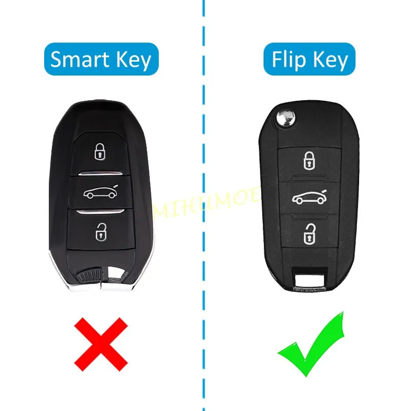 For Peugeot 2008 3008 5008 208 301 308 508 Citroen C3 C5 Aircross C4 Cactus Flip Car Key Fob Case Cover Keychain Metal Leather