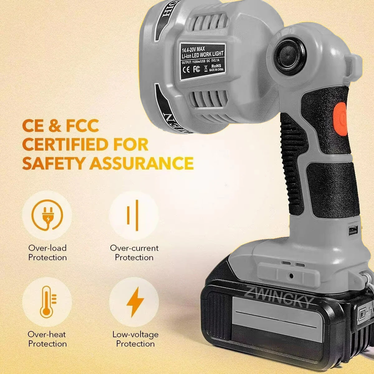 Work Light LED Lamp For Dewal 3W/12W 18V DCB140 DCB200 Lithium Battery With Dual USB Outdoor Flashlight Emergency Light flash