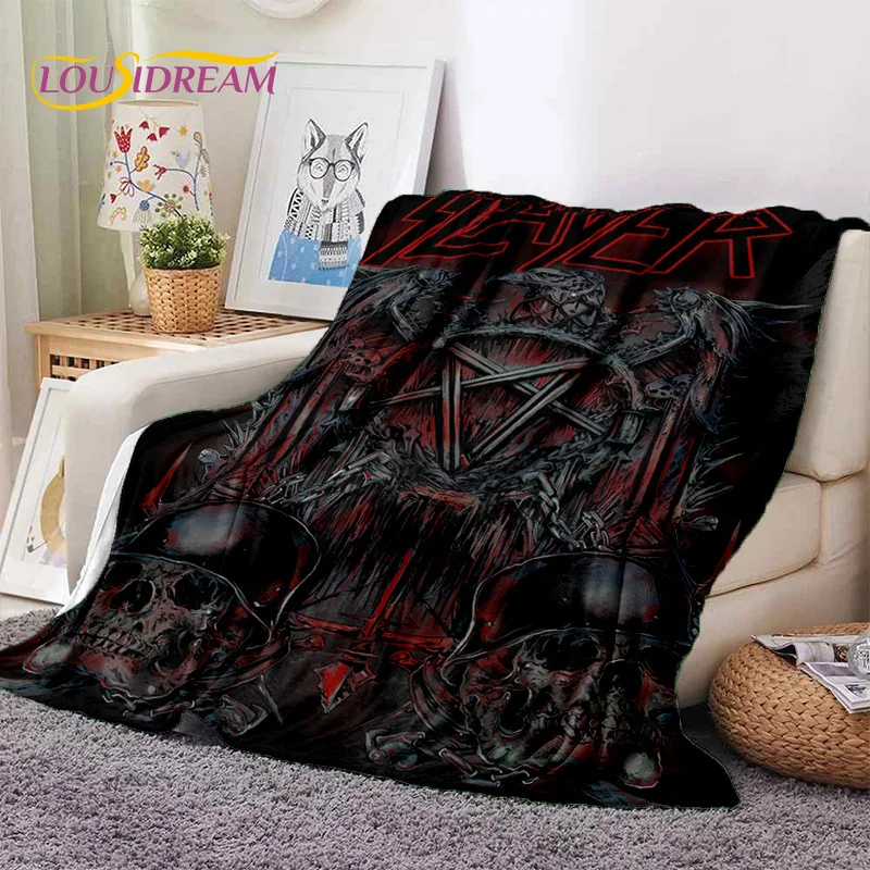 

3D Rock Slayer Heavy Metal Band Soft Flannel Blankets,Throw Blanket Comfortable Blanket for Picnic Beds Sofa Home Bedroom Gifts