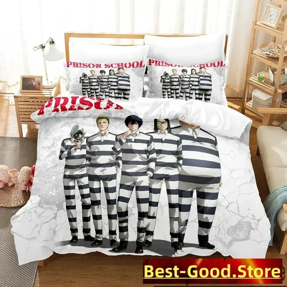 3D Anime Prison School Bedding Set Duvet Cover Bed Set Quilt Cover Pillowcase Comforter king Queen Size Boys Adult Bedding Set