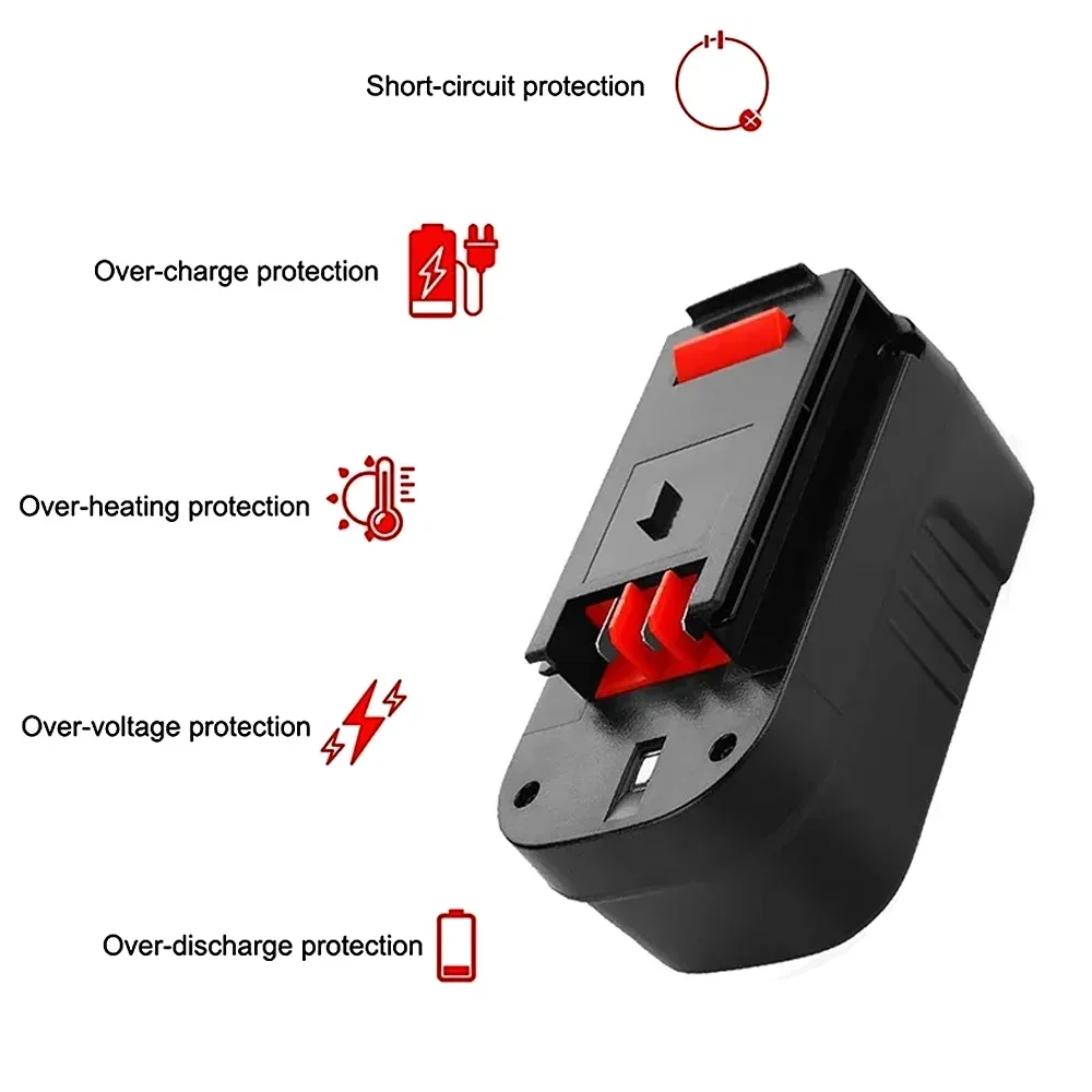 

18V 10Ah/10000mAh power tool battery suitable for Black&Decker 18V 1 wireless drill, chainsaw, wrench