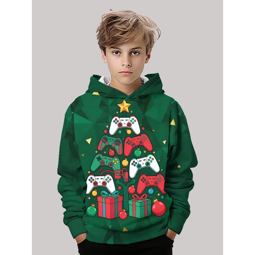 Sweat à capuche pour enfants, imprimé flocon de neige, de noël, léger, confortable, pull à manches longues, mode de rue, vêtements pour enfants