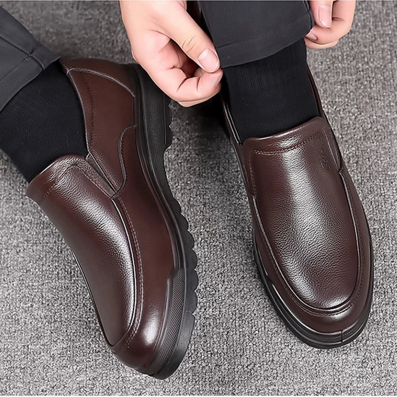 Shoes for Men Handmade Genuine Leather Casual Soft Rubber Loafers Business Dress Spring Autumn Luxury Slip-On Soft Driving Shoe