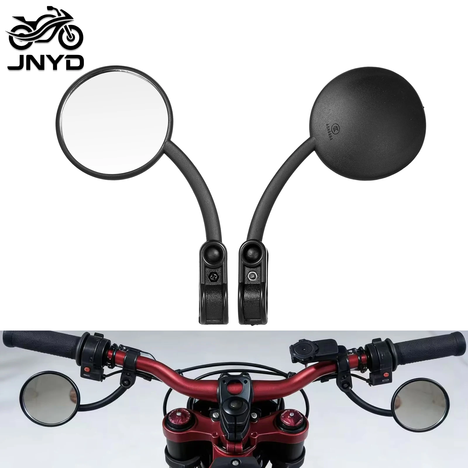 JNYD Universal 22mm Motorcycle Handlebar Rearview Side Mirrors Mini Adjustable Round Rear View Mirrors Scooter Bike ATV E-Bike