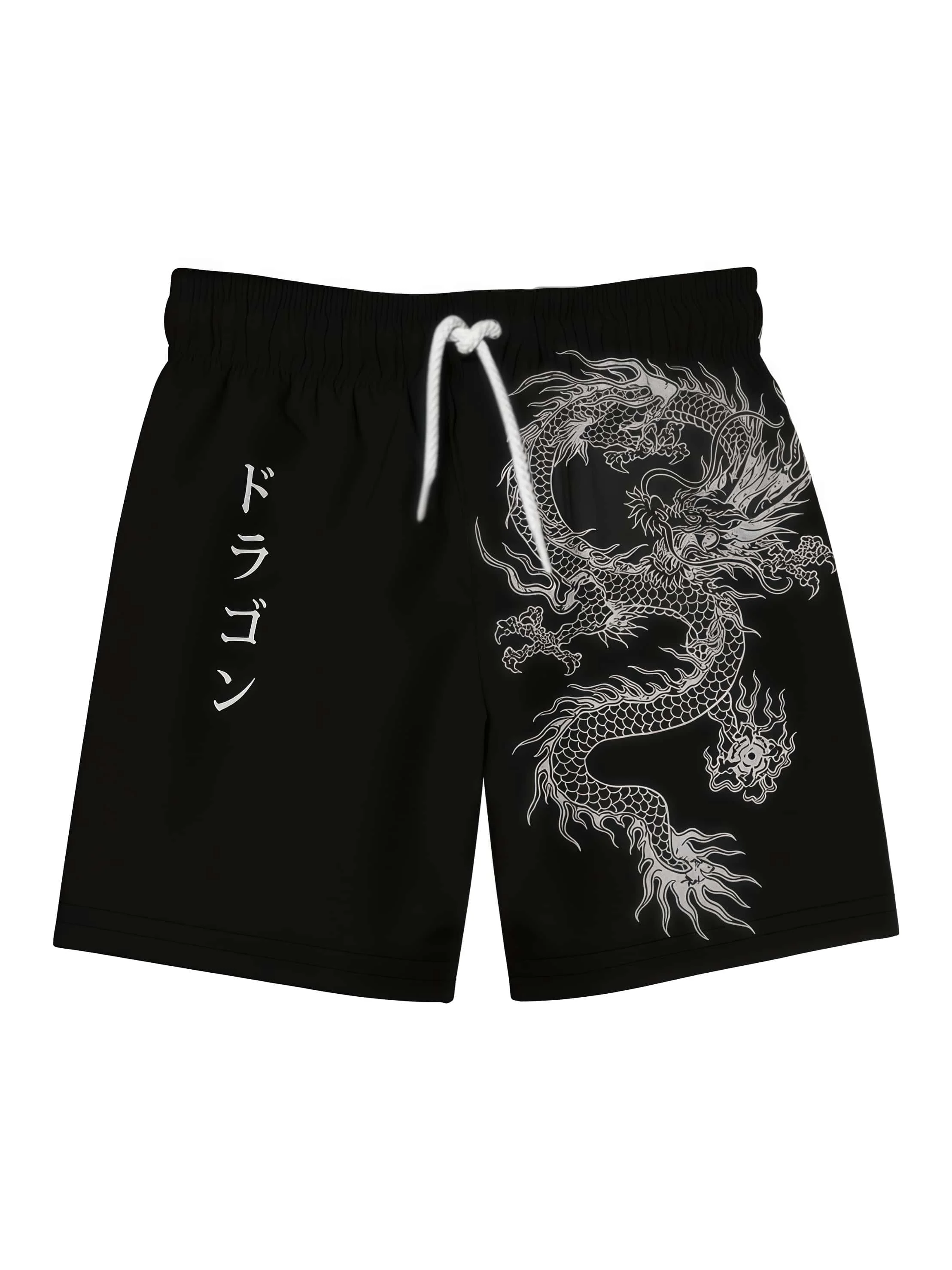 Japanese White Dragon 3D Printed Men's Beach Shorts  Quick Drying Breathable Street Trend Vacation Casual Pants  Versatile