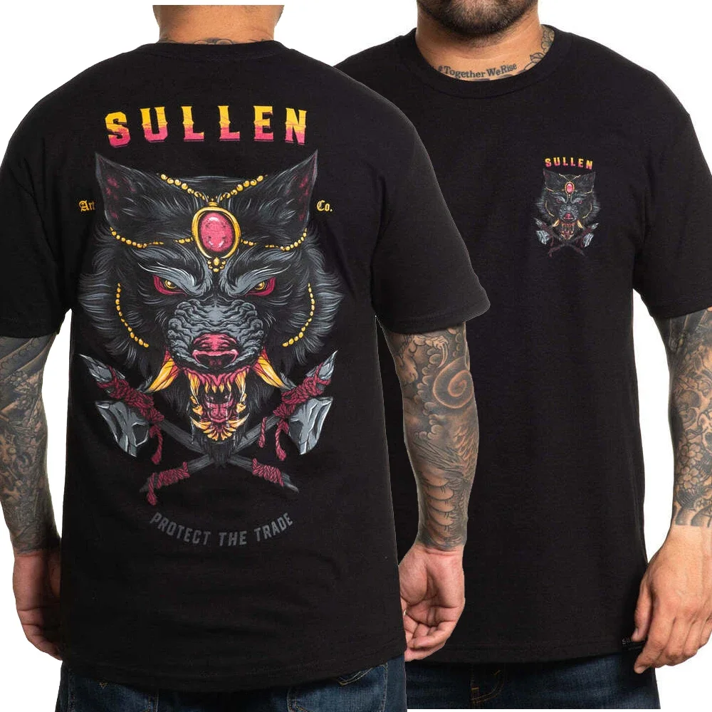 

Collective Predator Badge Wolf Tattoo Graphic T-Shirt 100% Cotton Short Sleeve O-Neck Harajuku Casual Mens T-shirt Streetwear