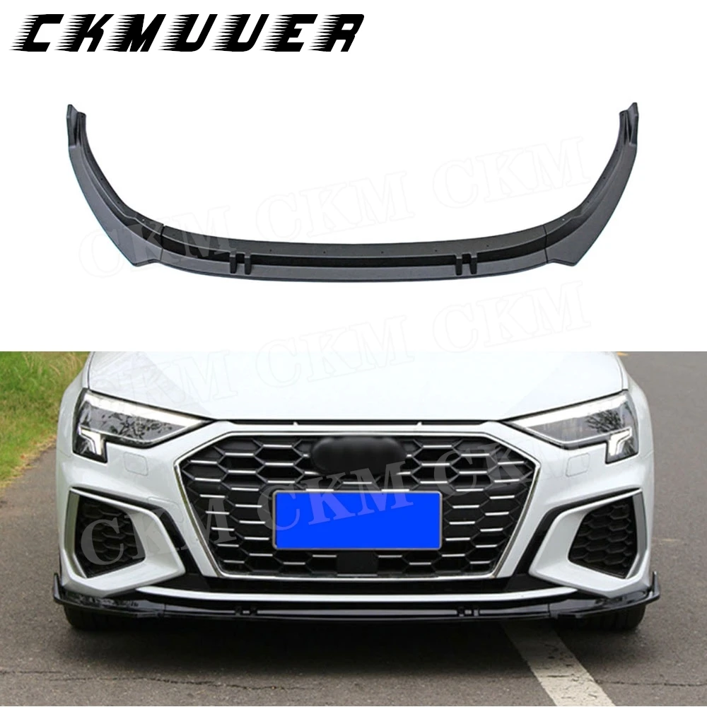 

CKMUUER ABS передний бампер, спойлер для губ, защита для подбородка, автомобильный бампер, Стайлинг, комплекты кузова, аксессуары для Audi A3 Sline Sport 2021+