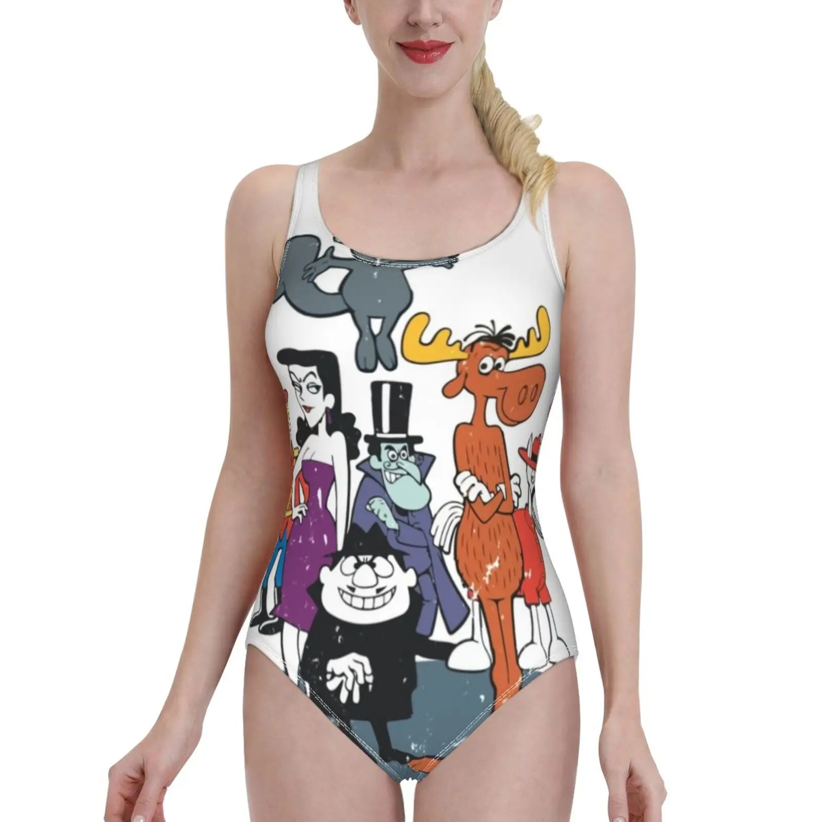 And Bullwinkle And Friends One-Piece Swimsuit Women Sexy Monokini Bathing Suits New Girl Beach Swimwear Bullwinkle Boris