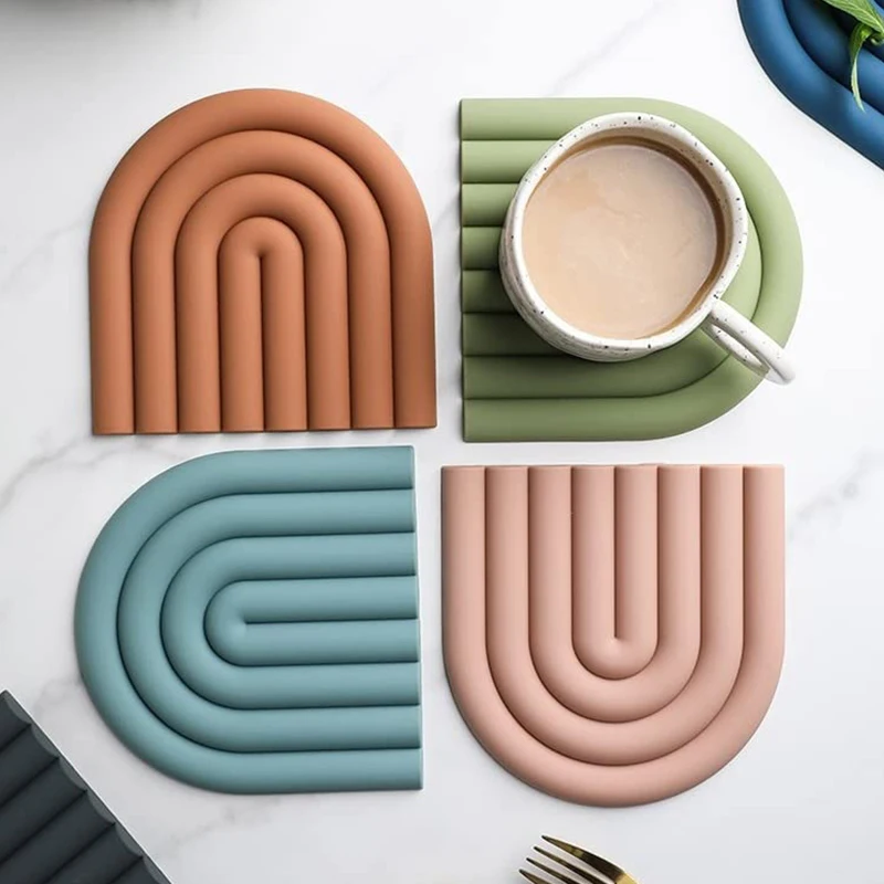 Rainbow Silicone Mat Pot Mat Thermal Mat Table Heat Resistant High Temperature Cup Thickened To Prevent Scalding