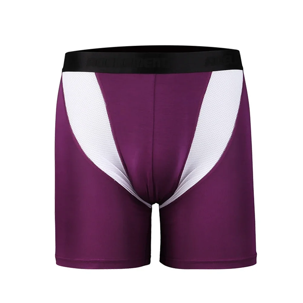 Lengthen Men's Boxer Shorts Workout Fitness Underwear Modal Fabric Seamless Bulge Pouch Purple/Black/Gray/Royal Blue