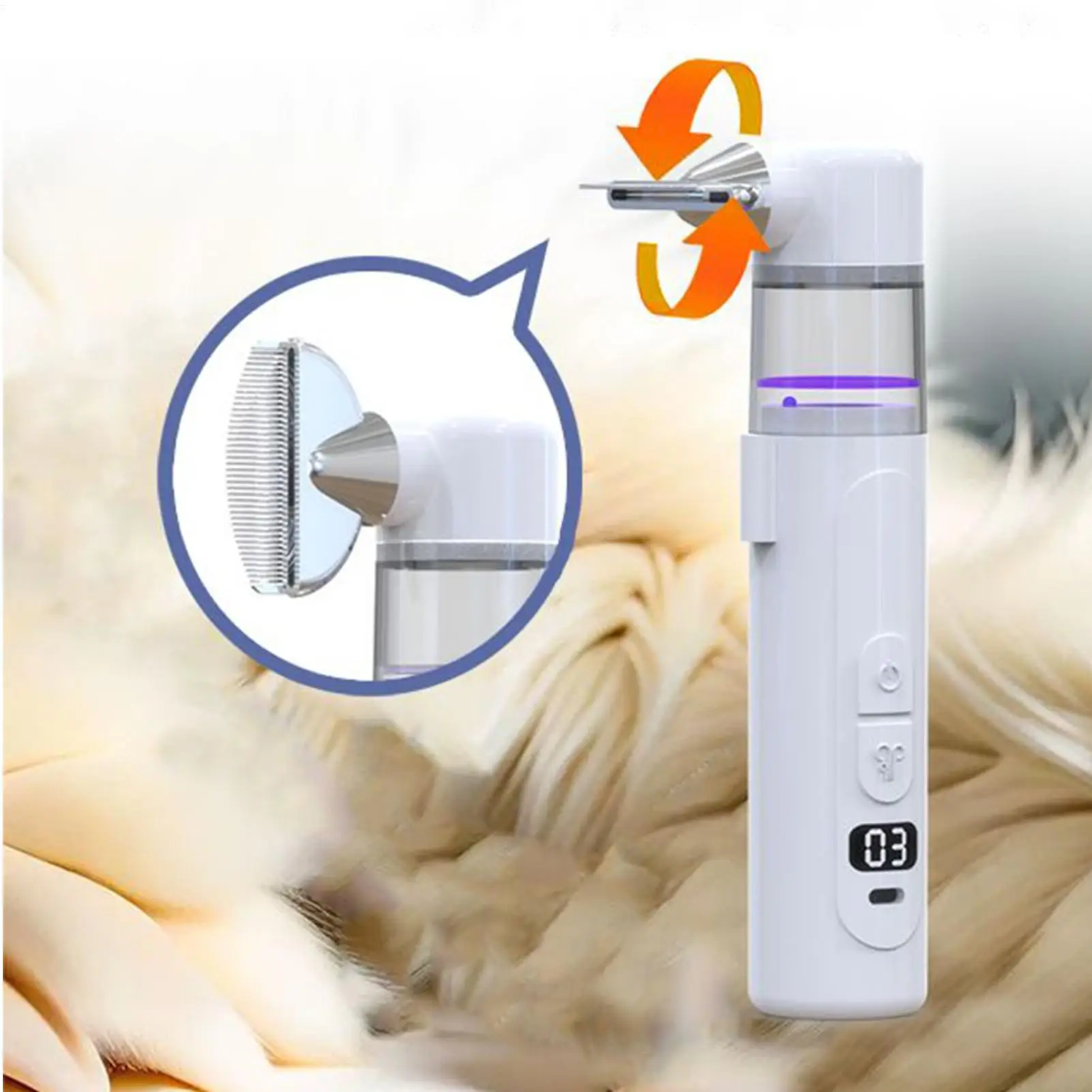 Pet Electric Lice Grabber Comb Portable Wireless  Hair Cleaning Grooming Multifunctional Removal Killer Brush for Pet  Dog Cat view 2