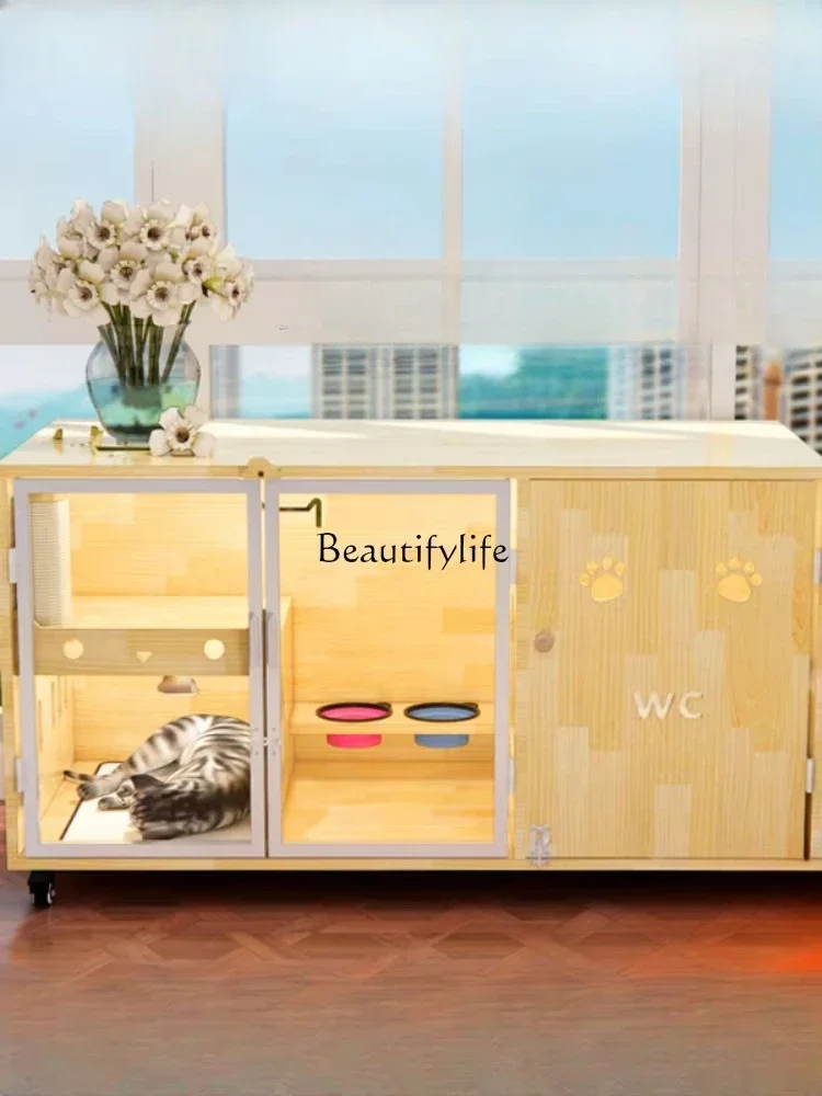 

FG52*Solid wood cat cage indoor household cat room large space cabinet