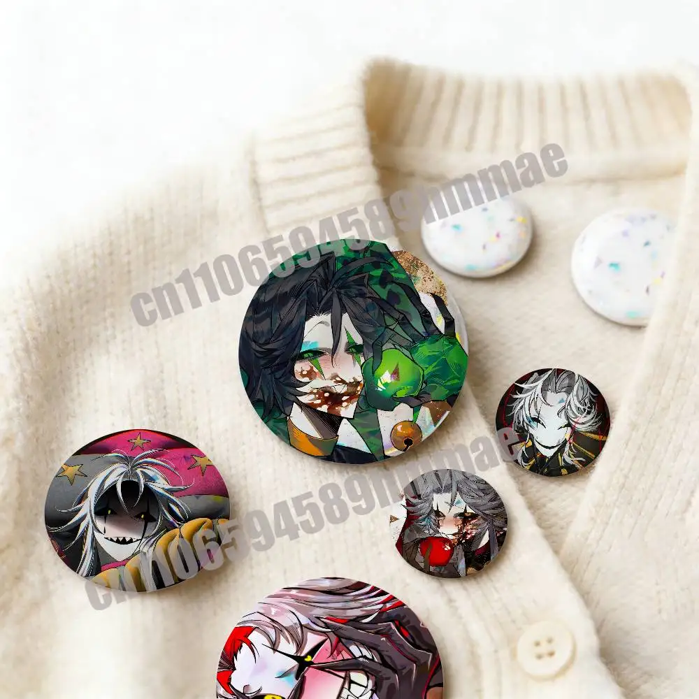 For The Freak Circus Pierrot Harlequin Pins Insignia Badge Pin Cover Emblem Round Ornament 75mm Cosplay Brooch Button