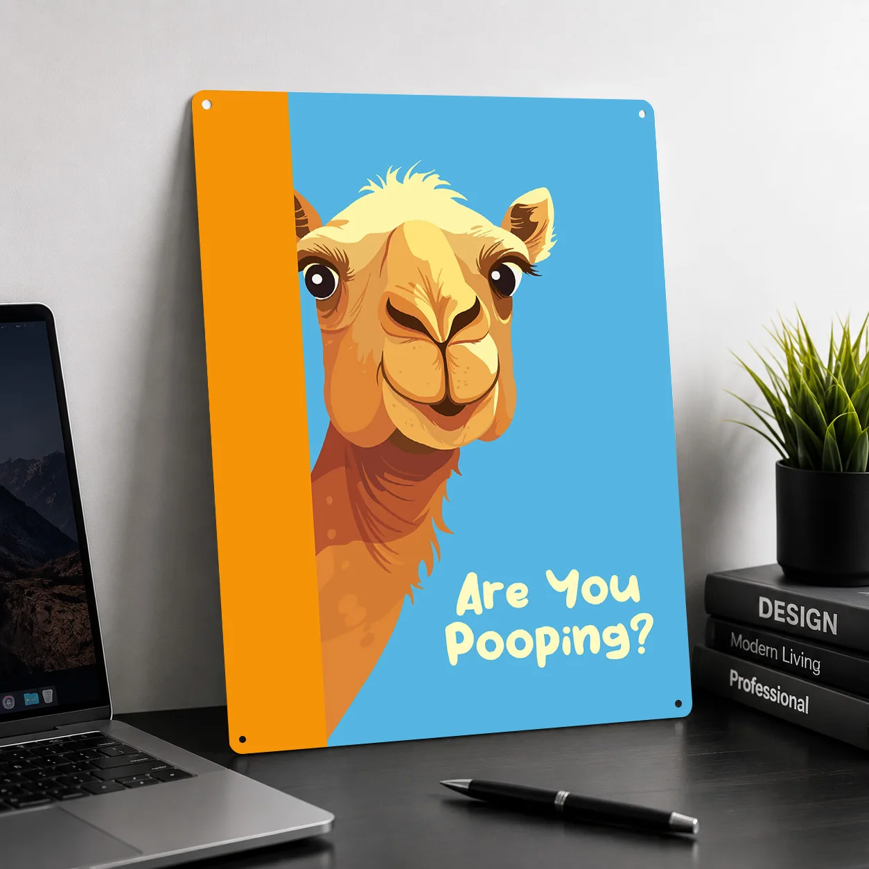 Funny Camel 'Are You Pooping?' 3D Texture Metal Poster Customized Wall Art Tin Sign Gift for Mancave Garage Decoration Gaming