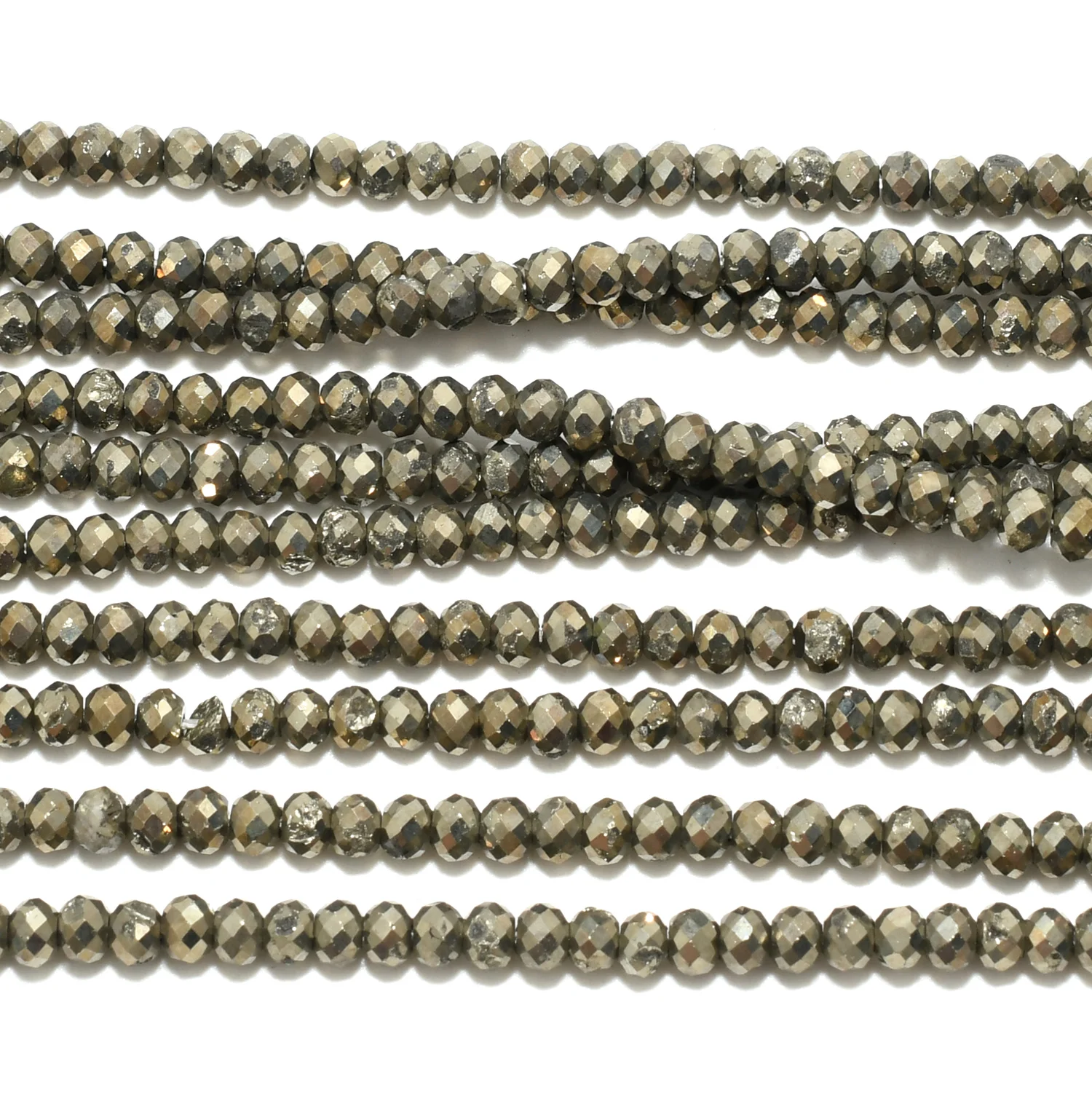 Natural Pyrite Faceted Rondelle Beads 1x2mm/2x3mm